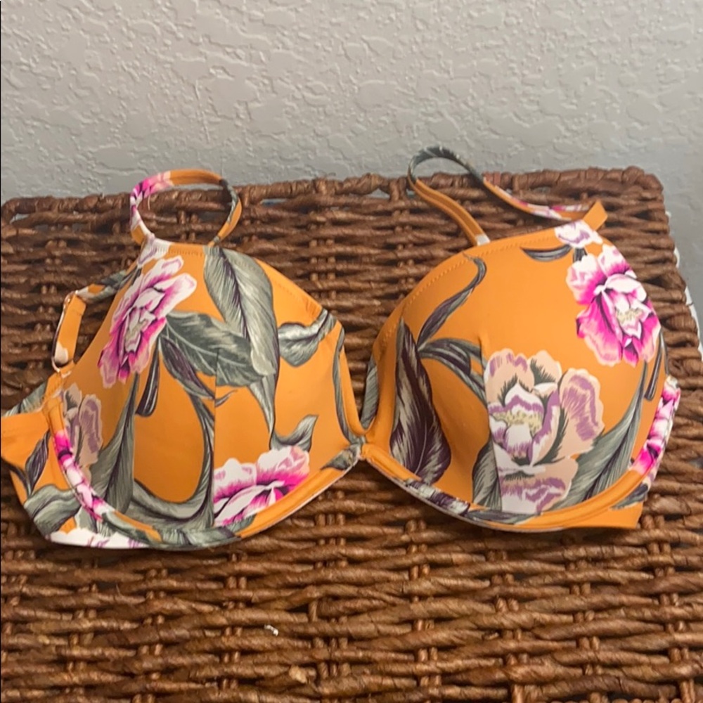 Women’s bathing suit top yellow flora